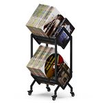 VEDECASA DJ Vinyl Record Storage Holder Rack LP Storage Display Stand with Casters Easy to Move Mobile Book Albums Storage Magazine Holder Office Files Organizer Shelf