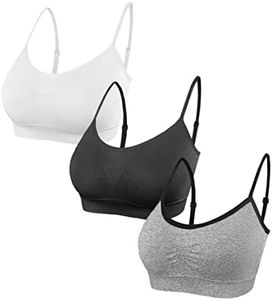 SHEKINI Women's Seamless Comfort Padded Bra Armband Bra Bustier Push Up Yoga Stretch Without Underwire Light Sports Bra Yoga Bra Top for Yoga Fitness Training Pack of 3, B,6005, Medium-Large