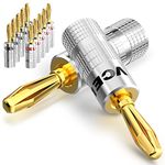 VCELINK Banana Plug 24K Gold Plated, 6 Pair Closed Dual Screw Banana Connectors for All Speaker Wires with a Diameter from 0.75mm to 4mm, Amplifiers and Other Audio Receivers