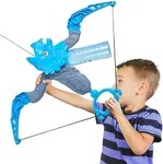 ArmoGear Dino Water Archery Toy- 14 oz Capacity with 13-26 ft Firing Range - Unique Bow and Arrow Style Aquatic Blaster for Kids - Outdoor Fun for Beach, Pool, and Yard Games (Blue)