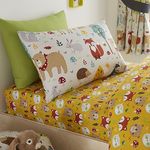 Happy Linen Company Girls Boys Kids Woodland Friends Animals Taupe Standard Reversible Extra Pair Of Standard Pillow Cases