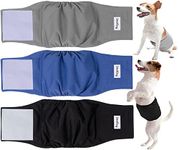 LeerKing Dog Nappies Male 3 Pack Reusable Dog Belly Bands High Absorbing Male Dog Wraps Washable Puppy Diapers Pants for Small Medium Large Dogs,L