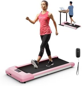 Costway Under Desk Treadmill w/120 kg Capacity, 2 in 1 Walking & Jogging Machine, Portable Walking Treadmill w/Manual Adjustment Slope & Remote Control & LED Display for Home, Office (Pink)