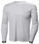 Helly Hansen Men's HH Tech Lightweight Quick Dry Moisture Wicking Active Performance Crewneck Long-Sleeve Shirt Top, 930 Light Grey, XXXX-Large