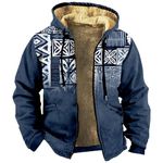 Mens Coats Winter Mens Western Wear Mens Long Jacket Mens Sherpa Lined Flannel Winter Coats for Men Mens Coats Winter Leather Coat Men Men's Winter Coat Men's Insulated Flannel Jacket（4-Blue,6X-Large）