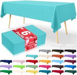 Smiry Disposable Table Cloth - 6 Pack, 54 x 108 Inch Table Cloths for Parties, Decorative Tablecloths for Rectangle Tables, Waterproof Plastic Table Cover, Leakproof & Sturdy, Teal