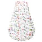 Duomiaomiao Baby Sleeping Bag 2.5 Tog, 100% Cotton Winter Baby Wearable Blanket Unisex Sleep Sack for 18-36 Months Girl Boy, Large Flower