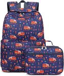 BLUBOON Bluboon Preschool Backpack Kids Kindergarten Backpack With Lunch Box School Book Bags for Elementary Primary Schooler, Fire Truck Navy, Daypack Backpacks