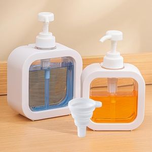 Contenitore Sapone Liquido WISIRENT, 2 Pezzi Dispenser Sapone Bagno Plastica e 1 Imbuto, Dosatore Sapone Bagno Dispenser Sapone Doccia, Dispenser Shampoo e Bagnoschiuma per Cucina, Bagno (500ml&300ml)