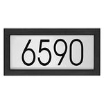 Rectangular Address Plaque – 4’’ Peel & Stick House Numbers INCLUDED – Outdoor Weatherproof Home Sign– PRO-DF - Made in Canada (Black/Stainless Steel)