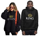 Tstars King and Queen Hoodies for Couples His and Hers Gifts Matching Couple Outfits Men Black Large/Women Black Medium