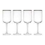 MIKASA Sorrento Ridged Crystal White Wine Glasses with Gold Rim and Wide Shape, 375ml, Set of 4 Lead-Free, Clear Fine Glasses, Sleek Design for Celebrations