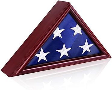 ASmileIndeep Flag Display Case for 3' x 5' Flag, American Flag Shadow Box with HD Tempered Glass and Wall Mount, Folded Triangle Flag Holder Frame for Small Flag (Not for Burial Flag) - Mahogany