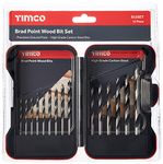 TIMCO Brad Point Wood Bit Set - Suitable on Hardwood, Softwood, Plywood, MDF and Chipboard - Contained in a Robust Weatherproof Case - 15pc