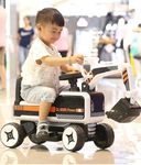 Young Wheels 3 in 1 Ride On Toy Kids Ride-On Excavator for Baby with Backrest Safety Guard,Storage Seat Construction Bulldozer Excavator Loader Truck Vehicle for Kids-Multicolor (Electric)