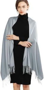 RIIQIICHY Pashmina Shawl for Women Weddings Wraps for Evening Dresses Grey Scarfs for Winter Warm Large Scarves