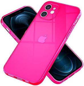 NALIA Chiaro Cover Neon compatibile con iPhone 12 Custodia, Trasparente Colorato Silicone Copertura Traslucido Bumper Resistente, Protettiva Antiurto Skin Sottile Case Morbido Gomma, Colore:Pink