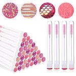 EBANKU 40 Pieces Mascara Brushes Tubes Set Reusable Diamond Empty Mascara Wand Tube Disposable Crystal Eyelash Brush Mascara Wands Spoolies for Women Girls Makeup (Pink/Purple)