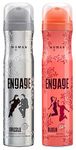 Engage New Metal Range Drizzle Deodorant Spray for Women, 150ml/100g and Blush Bodylicious Deo Spray for Women, 150ml/100g