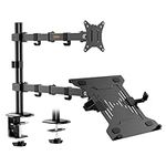 VonHaus Monitor Stand with Laptop Tray for 13-32" Screen, Monitor Mount with Desk Clamp, Height Adjustable, Easy Assemble Stand with Full Tilt, Rotation & Swivel Arms, VESA: 75x75 & 100x100mm