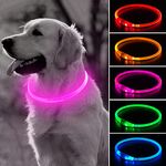 BSEEN Light Up Dog Collars - Rechargeable LED Dog Collar, Glowing Puppy Collar, Flashing Dog Lights for Night Walking(Pink)