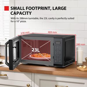 Toshiba 23L Black Mirror Microwave Oven – 900W, Digital Display, Auto Defrost