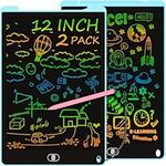 LCD Writing Tablet 12 Inch, Colorful Drawing Tablet, Erasable Lockable Electronic Doodle Board, Eye Protection Scribbler Pad, Learning Toys Gifts for 3+ Years Boys Girls Toddler - 2 Pack Blue