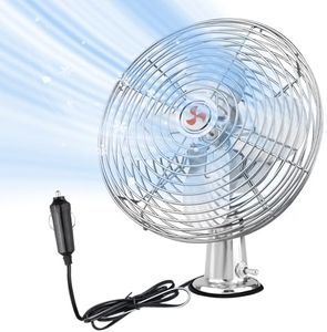CRAFTZONE 12V Fan RV|Truck Cooling Heavy Duty 8" Metal Car Fan Bus|Boat|Forklift|Car|Camper|Lawn|Mower|Tractor 2-Speed Silver