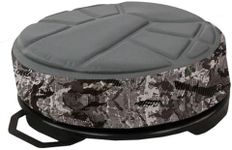 Hawk Memory Foam Bucket Top Seat - Silent Lightweight Comfortable Swiveling Portable Camo Chair for Camping, Hunting, Fishing | Easily Mounts to 2.5-7 Gallons Bucket