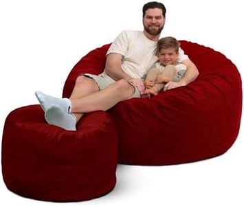 ULTIMATE SACK 5ft Bean Bag Chair & Footstool, Oversize Bean Bag Chair for Adults, Comfy Chair Bean Bag Couch Lounge Sofa Loveseat Furniture | Burgundy Suede