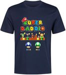 Personalized Super Daddio T-Shirt - Funny for Dad or Grandpa, Navy T-shirt, Small