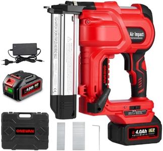 ONEVAN Akku Tacker und Nagler 2-in-1, Nagelpistole Akku Elektrotacker für Holz, Tiefeneinstellung, Einzel-/Serienschuss, inkl. 4000mAh Akku, Schnellladegerät, 200 Nägel + 200 Klammern, 100 Schuss/min