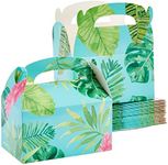 BLUE PANDA 24 Pack Luau Tropical Party Favor Boxes for Kids Birthday Decorations, Hawaiian Themed Gable Gift Box Set for Summer Pool Party, Floral Design (6 x 3 x 3 Inches)