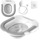 Fabulas Sitz Bath for Toilet, Sitz Bath for Hemorrhoids, Toilet Seat, Postpartum Care, Perineal Soaking, Women, Portable Collapsible Universal Fit Sitz Bath Kit with Flusher Hose and Drain Holes