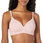 Warner's Women's Cloud 9 Super Soft Wireless Lightly Lined Comfort Bra 1269, Blush Petals Print, 38C