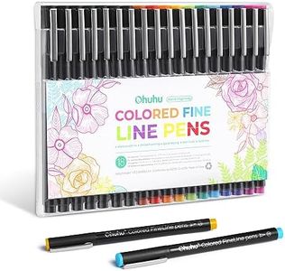 Ohuhu Colored Fineliner Drawing Pens: 18 Pack Fineliner Pens 0.45mm 11 Colored Pens & 7 Assorted Point Sizes Black Micro Pens No Bleed Smooth Writing for Drawing Writing Sketching Artists Beginners