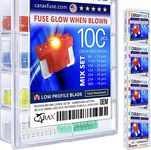 CARAX Glow Fuse – Premium Fuse Low Profile Mini Micro Blade ATT/LP-Mini/APS – 100 pcs. Assortment Kit – Glow When Blown LED Automotive Fuse – Smart Auto Glow Fuse Easy Identification – Mix 100 pcs.