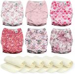 Mama Koala 3.0 Cloth Diapers for Babies, 6 Pack One Size Washable and Reusable Pocket Diapers for Newborns and Toddlers (Lovely Pink)