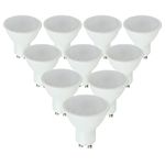 MiniSun Pack of 10 Thermal Plastic 5w High Power Long Life 50w Replacement Energy Saving LED GU10 Frosted Lens Bulbs [6500K Daylight]