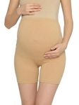 Evamomies Women's High Waist & Mid-Thigh Cotton Maternity Shorts|Pregnancy Panty|Maternity Panties Over The Belly for The Pre & Post Pregnancy (in, Alpha, 3XL, Beige)