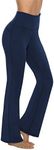 AFITNE Bootcut Yoga Pants for Women, High Waist Flared Leggings with Pockets Wide Leg Bottom Bootleg Tummy Control Workout Gym Casual Work Flare Trousers UK Dark Blue M