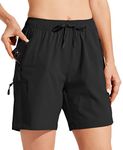 Willit Women's Shorts Hiking Cargo Shorts Quick Dry Golf Active Athletic Shorts Lightweight Summer Shorts with Pockets 7" Black M