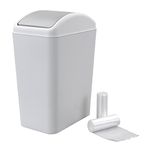 AnnkkyUS 16 L Swing Lid Garbage Bin, Plastic Trash Bin with 2 Rolls Garbage Bags