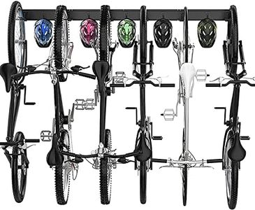 Staiko Bike Storage Rack Wall Mount Garage Bike Hanger for 6 Bicycles Adjustable Bike Hooks Fits All Mountain and Road Bike Indoor Outdoor Garage Storage