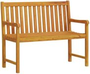 vidaXL Classic Garden Bench Made of Durable Solid Acacia Wood, 110 cm Width, Weather-Resistant, Comfortable Seating with Armrests and Backrest, Brown, Easy Assembly Required.