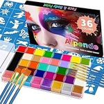 Face Painting Kit,36 Colors Safe and Non-Toxic Paints with 40 Stencils,10 Brushes,Professional Quality Palette Oil-based Body Face Painting Supplies for Kids Adults Party Cosplay