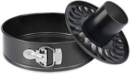 TWSCVC 9 Inch Springform Pan and Bundt Pan,Non-Stick Cheesecake Pan and Ice-Cream Cake Bakeware, Carbon Steel Tube Pan 2 in 1 with Removable Bottom and Quick-Release Latch