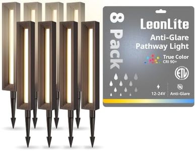 LEONLITE 8 Pack 5CCT Low Voltage Landscape Lights, 7W 12-24V LED Pathway Lights, Die-Casted Aluminum, IP65 for Outdoor Path Sidewalk Walkway, 1800K/2700K/3000K/4000K/5000K, ETL, Oil Rubbed Bronze