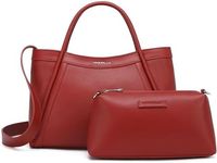 NEWBELLA Kelly Tote Bag for Women, Vegan Leather Hobo Bag with Shoulder Strap, Handbags & Crossbody bags Matching Purse, Red Epsom, for 13 inch laptop