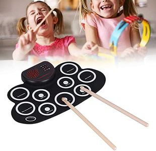 Electronic Drum Set, Portable Roll-Up Drum Practice Pad USB Rechargeable Dual Speaker Kids Roll Up Drum Practice Pad White Digital Drum Kit for Kids Beginner Great Holiday Birthday Gift
